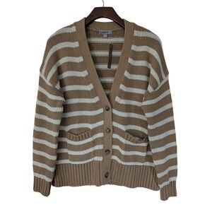 J. Crew Heritage‎ Cotton Relaxed Cardigan in Stripe Size S Cream Brown NWT CH823